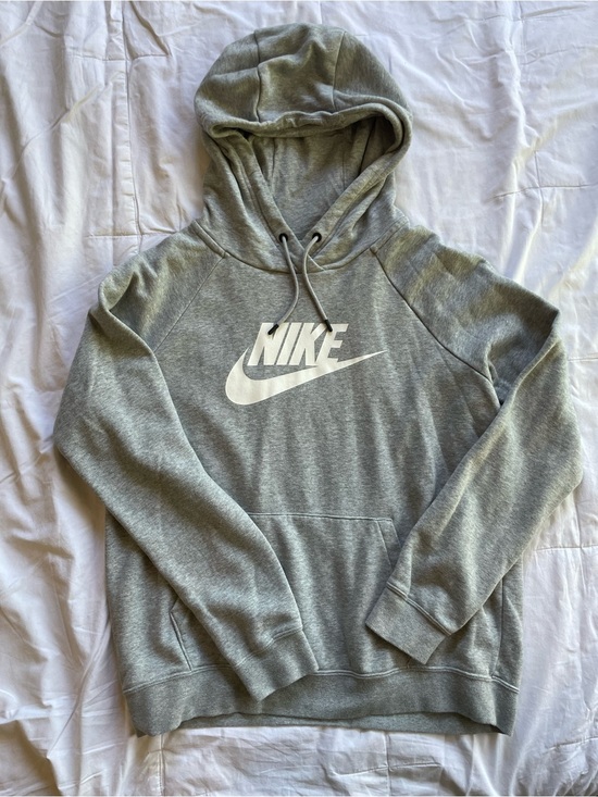 Nike Tops - Nike Grey Pullover Hoodie with White Logo Size Medium